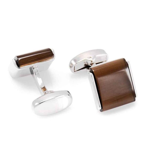 Square Brown Cat's Eye Cufflinks