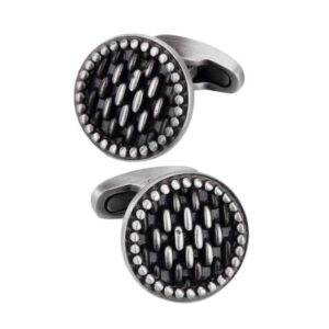 18mm Round Vintage Cufflinks – Antique Silver for Men