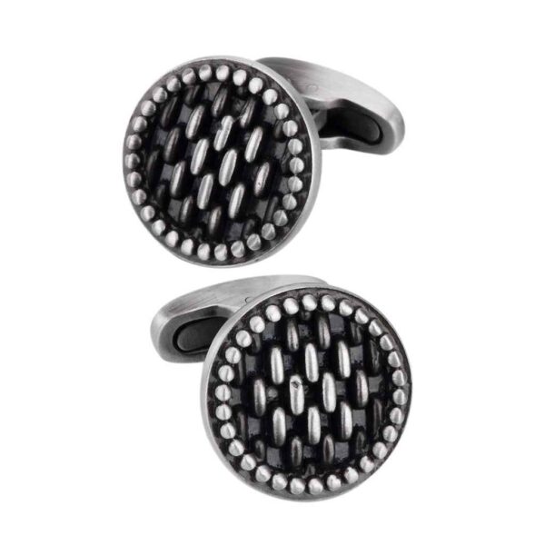 18mm Round Vintage Cufflinks – Antique Silver for Men