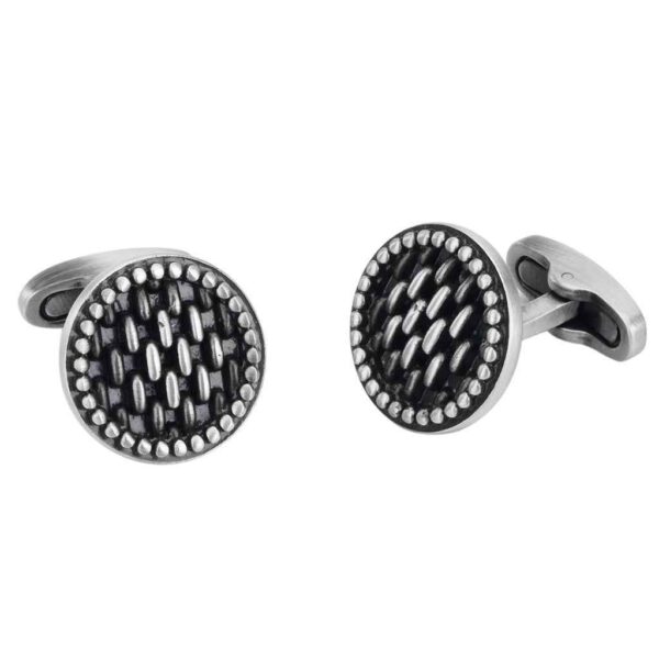 18mm Round Vintage Cufflinks – Antique Silver for Men