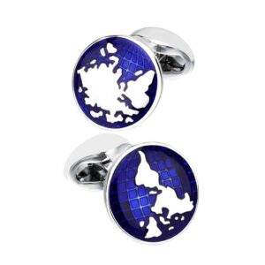 Deep Blue World Map Cufflinks for Men