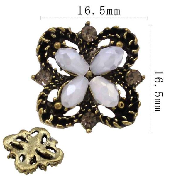 Vintage Floral/Snowflake/Rectangle Metal Shank Buttons 20pcs