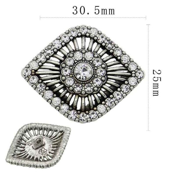 25x30.5mm Antique Silver Hollow Eye-Shaped Rhinestone Shank Buttons