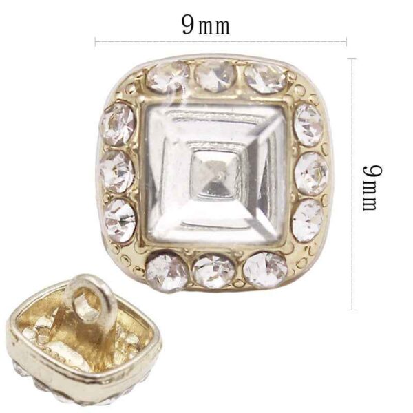 Round Square Crystal Glass Shank Buttons Alloy with Rhinestone 20pcs