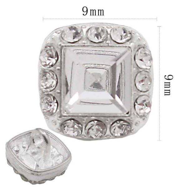 Round Square Crystal Glass Shank Buttons Alloy with Rhinestone 20pcs