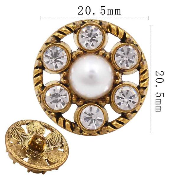 Baroque-Inspired Alloy Buttons with Pearls & Rhinestones 20pcs