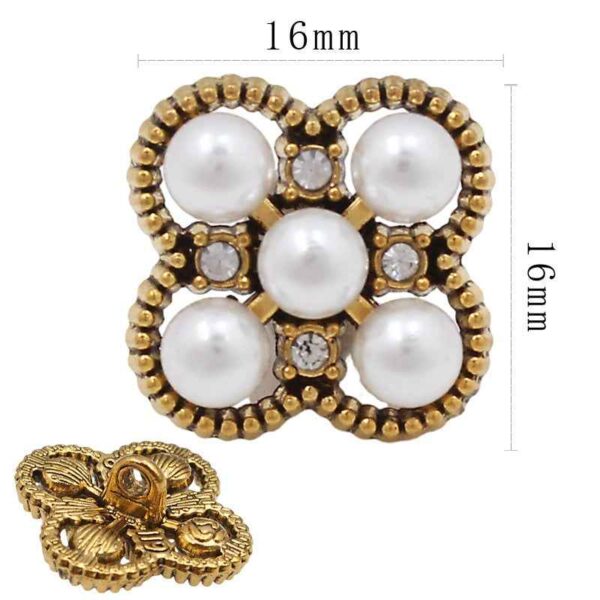 Baroque-Inspired Alloy Buttons with Pearls & Rhinestones 20pcs