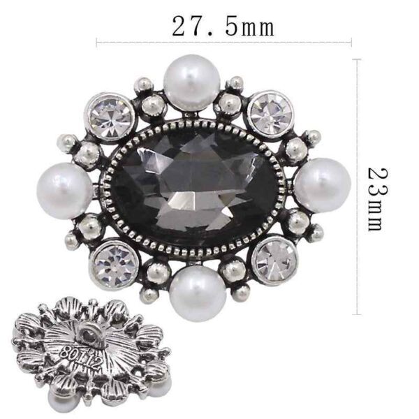 Vintage Glossy Glass Long Octagon Rhinestone Metal Buttons 20pcs