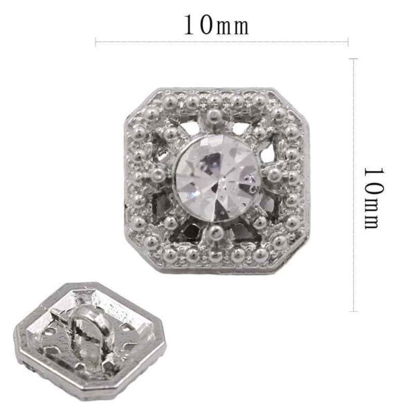 11mm Square Metal Rhinestone Shank Buttons for Sewing & Crafts 20pcs