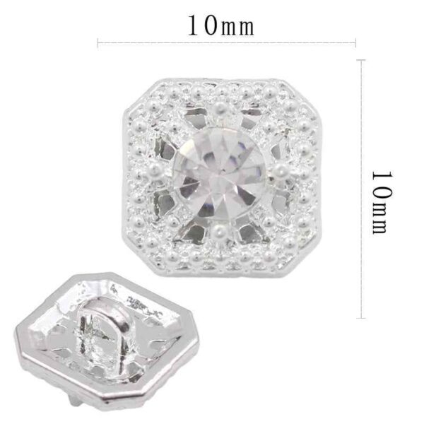 11mm Square Metal Rhinestone Shank Buttons for Sewing & Crafts 20pcs
