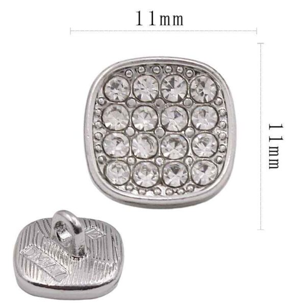11mm Square Metal Rhinestone Shank Buttons for Sewing & Crafts 20pcs