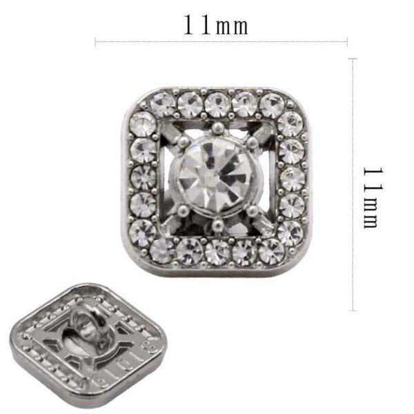11mm Square Metal Rhinestone Shank Buttons for Sewing & Crafts 20pcs