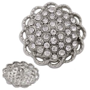 15/20/23mm Gold Silver Round Floral Rhinestone Shank Buttons 20pcs