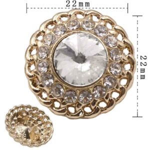Light Gold Chain-Edge Crystal Glass Diamond Alloy Double Shank Buttons