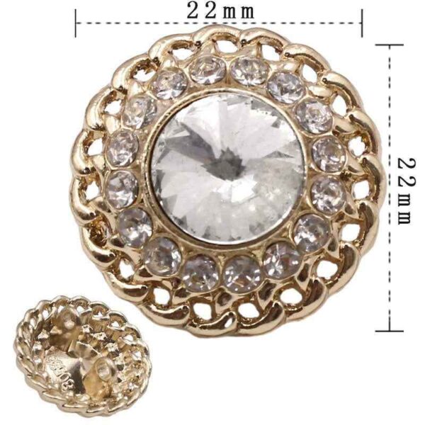 Light Gold Chain-Edge Crystal Glass Diamond Alloy Double Shank Buttons