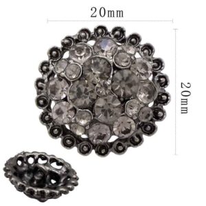20mm/26mm Gunmetal Round Rhinestone Shank Buttons 20pcs