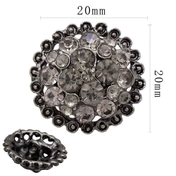 20mm/26mm Gunmetal Round Rhinestone Shank Buttons 20pcs