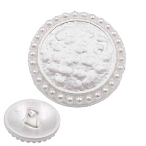 18mm/22mm Mist Silver Round Pearl-Trimmed Metal Shank Buttons 12pcs