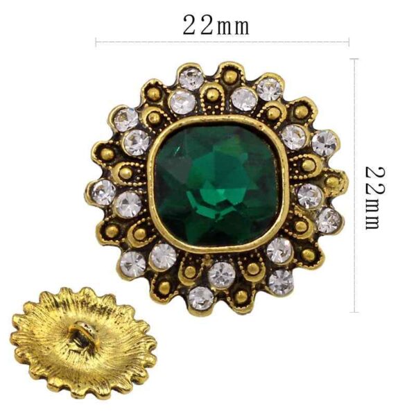 Antique Gold Floral Oval Crystal Rhinestone Shank Alloy Buttons 20PCS