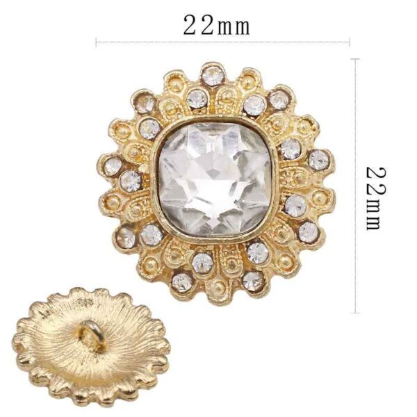 Antique Gold Floral Oval Crystal Rhinestone Shank Alloy Buttons 20PCS