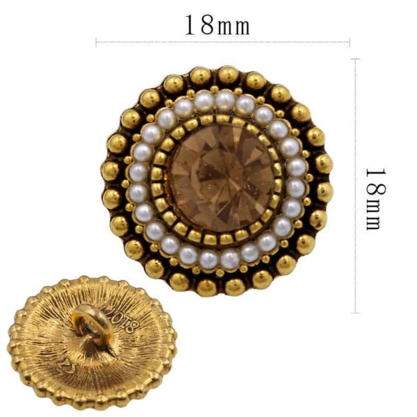 Antique Gold Floral Oval Crystal Rhinestone Shank Alloy Buttons 20PCS