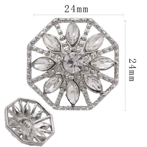 20mm Hollow Geometric Round Rhinestone Alloy Sew-On Buttons 12pcs