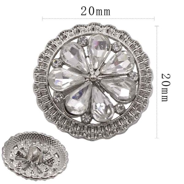 20mm Hollow Geometric Round Rhinestone Alloy Sew-On Buttons 12pcs