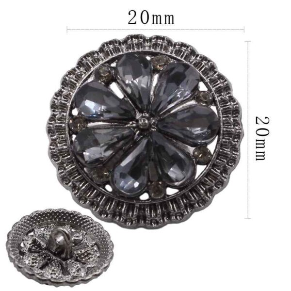 20mm Hollow Geometric Round Rhinestone Alloy Sew-On Buttons 12pcs