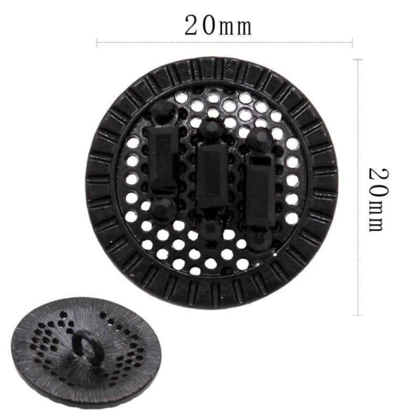 20mm Gunmetal Round Diamond Metal Shank Buttons 20pcs
