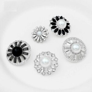Luxury Metal Gray Crystal Rectangle Hand-Sewn Buttons 50 Pack