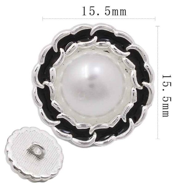 Silver Round Pearl-Trimmed Metal Shank Buttons for Fashion Crafts