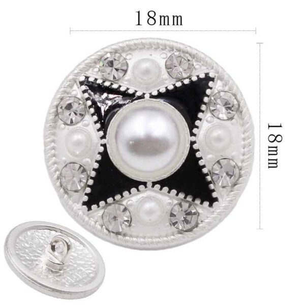 Silver Round Pearl-Trimmed Metal Shank Buttons for Fashion Crafts