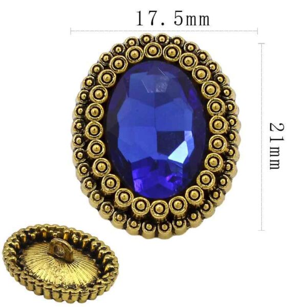 Vintage Oval Rhinestone Shank Buttons – Antique Gold Silver 20pcs
