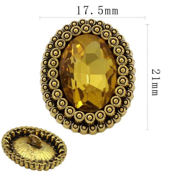 Vintage Oval Rhinestone Shank Buttons – Antique Gold Silver 20pcs