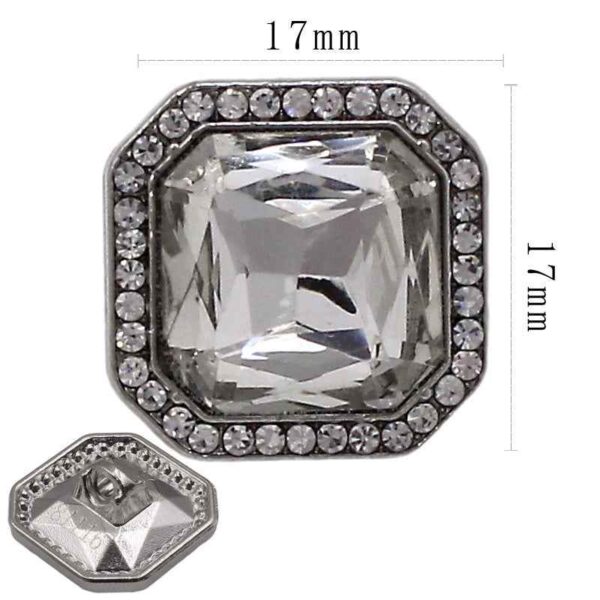 17mm Square Hexagon Crystal Metal Alloy Hand-Sewn Buttons 20pcs