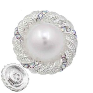 17mm/21mm/25mm Silver Round Pearl Metal Buttons 12PCS