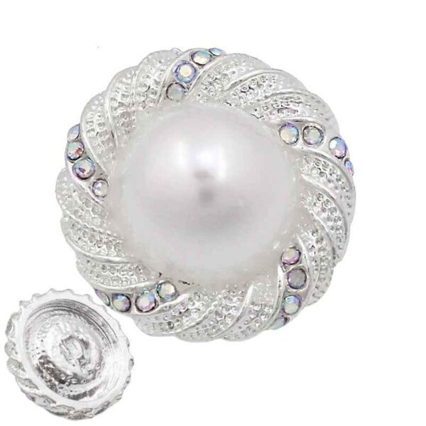 17mm/21mm/25mm Silver Round Pearl Metal Buttons 12PCS
