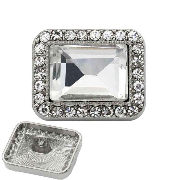 Luxury Metal Gray Crystal Rectangle Point-Drill Hand-Sewn Buttons 12pcs