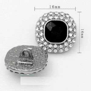 16mm Square Glass Crystal Rhinestone Metal Shank Buttons 20pcs