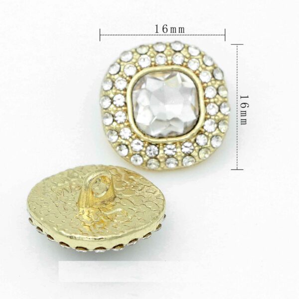 16mm Square Glass Crystal Rhinestone Metal Shank Buttons 20pcs