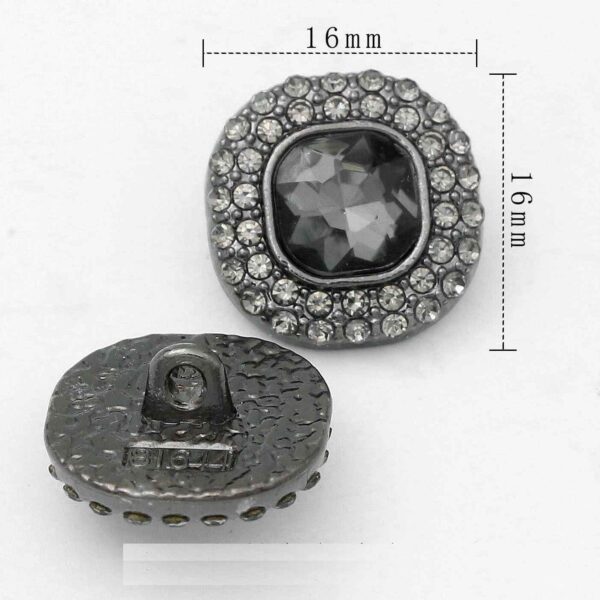 16mm Square Glass Crystal Rhinestone Metal Shank Buttons 20pcs