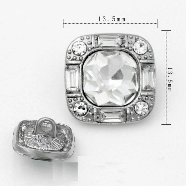 20mm Square Glass Crystal Rhinestone Metal Shank Buttons 20pcs
