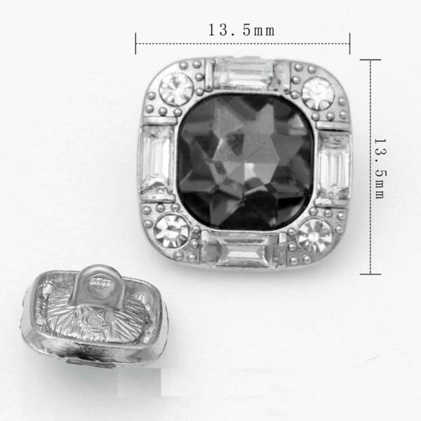 20mm Square Glass Crystal Rhinestone Metal Shank Buttons 20pcs