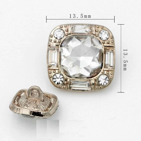 20mm Square Glass Crystal Rhinestone Metal Shank Buttons 20pcs