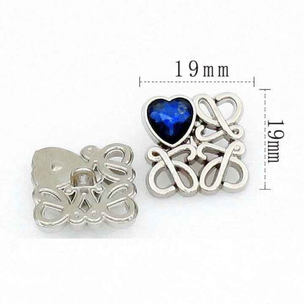 Gold Silver Square Filigree Metal Buttons with Heart Glass 48 Pack
