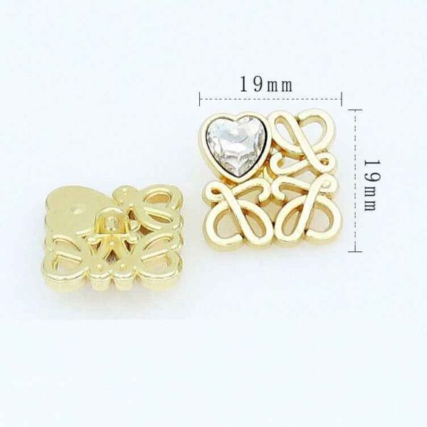 Gold Silver Square Filigree Metal Buttons with Heart Glass 48 Pack