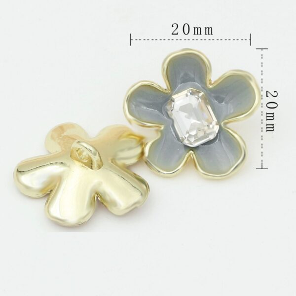20mm White/Grey/Pink Enamel Camellia Metal Shank Buttons 48 Pack - Image 4