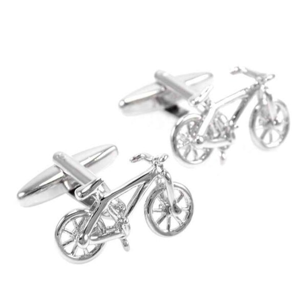 Polished Steel Bicycle-Shaped Cufflinks