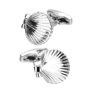 21mm Silver-Tone Shell-Shaped Cufflinks