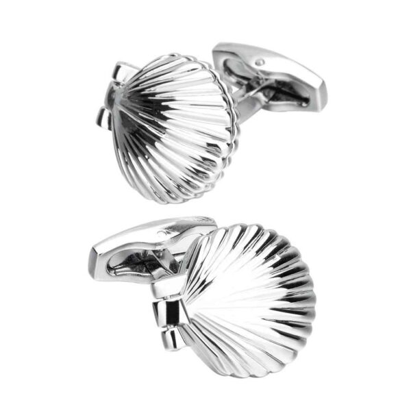 21mm Silver-Tone Shell-Shaped Cufflinks